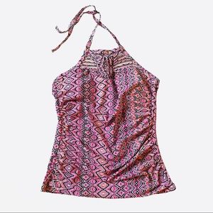 Island Escape Swim Top Pink Aztec Halter